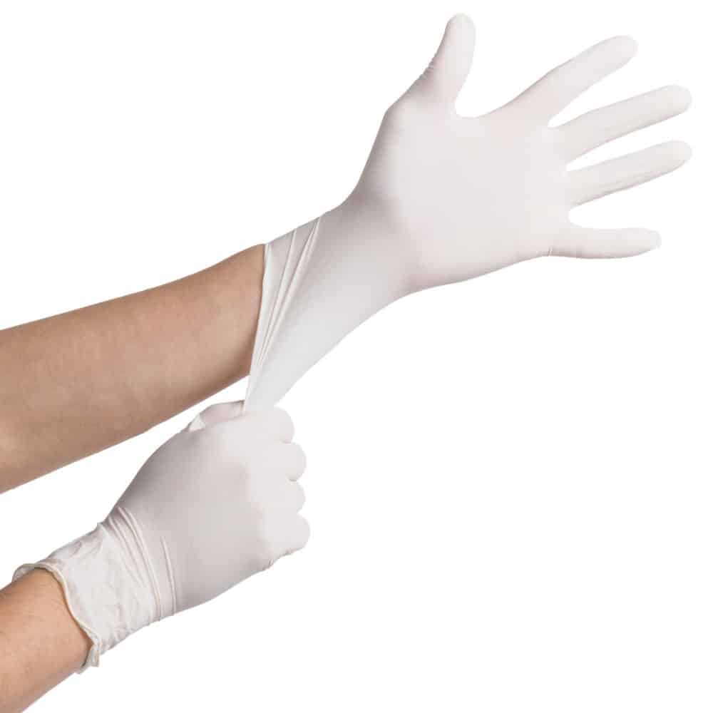 Noble Products Large Powdered Disposable Latex Gloves for Foodservice -  Case of 1000 (10 Boxes of 100)