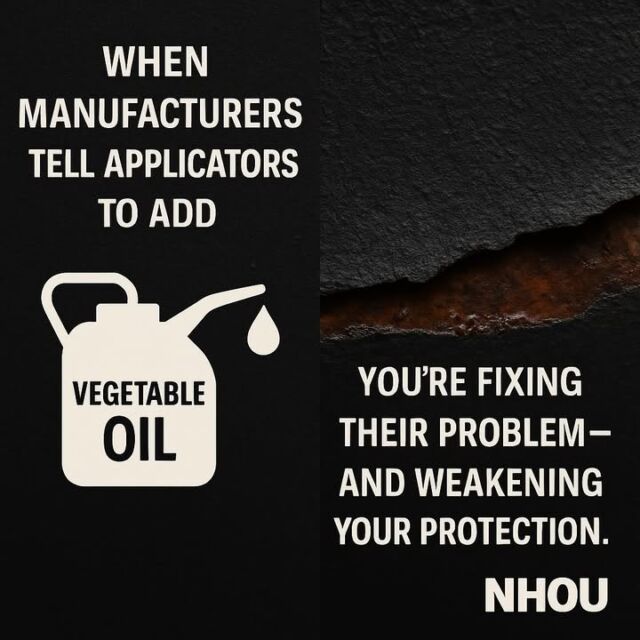 Why are we posting this image? Because it’s time for truth in rustproofing.

We’re launching a new series—Rustproofing, Unfiltered—to expose what really goes into some of the products being sprayed on your vehicle.

First up drops later today:
👉 Why some manufacturers are telling applicators to cut their viscous products with vegetable oil
👉 The illusion of creep
👉 What really happens to protection when shortcuts are taken

We’ll break it down with lab insight, field data, and zero spin.
Follow us—your undercarriage will thank you.
Follow us and learn what really protects your vehicle—and what just looks like it does.

#RustproofingUnfiltered #NHOU #KnowWhatYouSpray #VehicleProtection