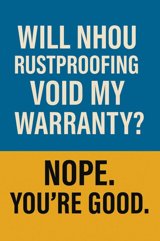 “Will NHOU rustproofing void my warranty?”

We hear this one nonstop, so let’s clear it up once and for all.

No. It won’t. Your warranty is 100 percent safe.

There’s a federal law called the Magnuson-Moss Warranty Act.
Yeah, sounds like a spell from Harry Potter, but here’s what it means in normal English:

A manufacturer can ONLY deny your warranty if they can prove an aftermarket product caused the issue.
So unless our oil suddenly grows arms, grabs a ratchet, and starts breaking your suspension (which would honestly be impressive), you’re good.

Most dealerships won’t say this part out loud…
Rustproofing actually helps your vehicle last longer. Less rust = fewer warranty headaches for them.

Now… quick message to our very loyal competitors who follow our page more than some folks follow Taylor Swift:
We see you.
We know you’re here.
We know that “new” post you put out last week looked suspiciously familiar.
It’s cute. Really.

Bottom line
NHOU won’t void your warranty.
It WILL protect your investment.
And it might educate half the industry along the way.

#NHOU #WarrantySafe #RustProofing #LeaderInProtection #NoRustNoBS