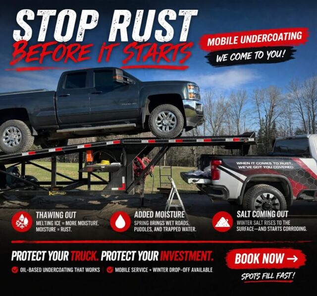 Spring is when rust wakes up!

Justin is up in Maine keeping people honest this spring.

Most folks think rust season is over once winter ends… it’s actually just getting started.

All that leftover salt + rain + warm temps = rust’s favorite time of year.

Good reminder that washing alone isn’t the fix. Protection is.

Appreciate you guys always putting out solid info.
#NHOU #RustProtection #SpringCarCare #Undercoating #NHOUFamily #MaineBusiness #VehicleProtection